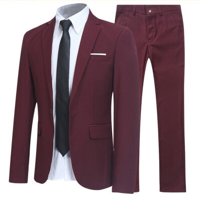 

New Mens Slim Business Casual Suit two-piece Sports Jacket Suit Pant one button Groom suit S-6XL Clearance Sale