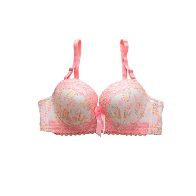 

Sexy Women Girls Bra Floral Print Lace Bow 34 Cups Push Padded Adjustable Straps Underwire Lingerie Underwear PinkGreenBlue