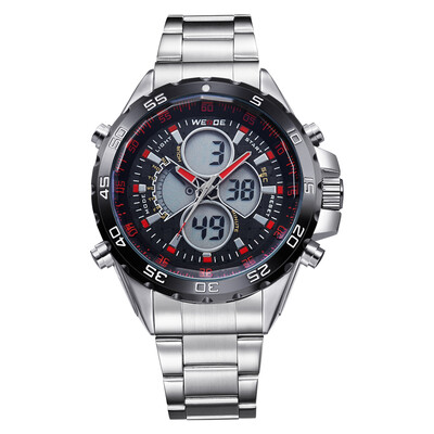 

WEIDE WH1103 Dual Display Two Movement Quartz Digital Men Watch 3ATM Waterproof LCD Backlight Auto Date Day Week Alarm Stopwatch W