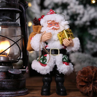 

20Cm Santa Claus Standing Posture Ornaments Doll Pendant Plush Toy Christmas Tree Ornaments Christmas Decor