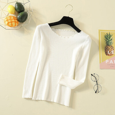 

Autumn Simple Solid Color Bottoming Sexy Slim Knit Womens Sweaters Knit Pullover Fashion Casual O-Neck Long Sleeve Sweater