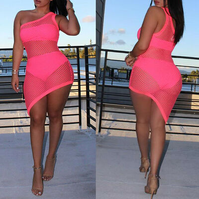 

Womens Sheer Bikini Cover Up Swimwear Swim Bathing Suit Summer Beach Mini Dress