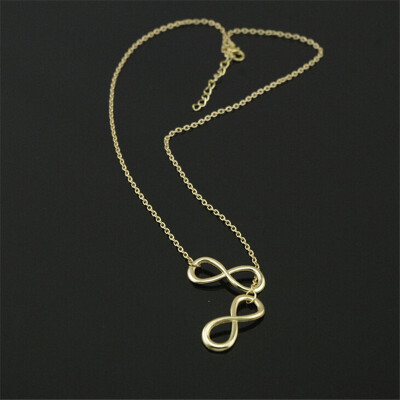 

Gold Silver Double Infinity Statement Necklace Double Circle Triangle Boho Necklace Collar Women Fashion bijoux femme Jewelry