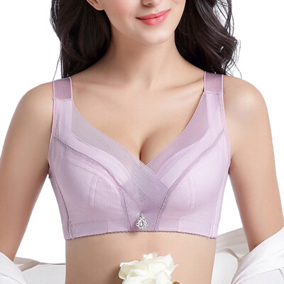 

Toponeto New Women Large Underwear Bra Ultra-thin Spongeless Ring-free Gather Bra