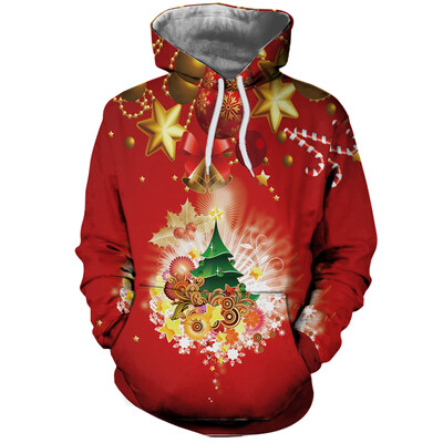 

Fashion Lady Digital Print Christmas Flower Hoodie