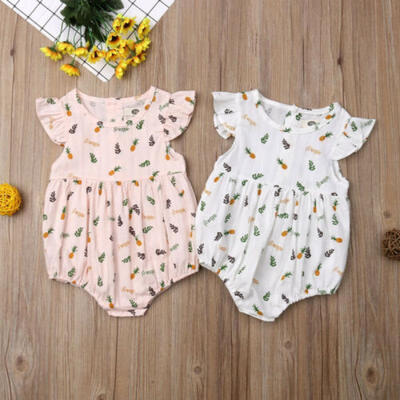 

Newborn Baby Girls Cotton Romper Bodysuit Summer Clothes Sunsuit Outfits 0-24M