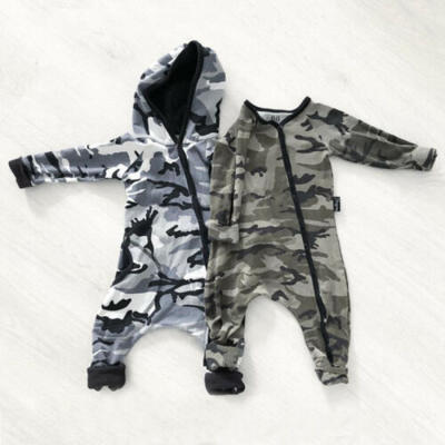 

Newborn Baby Boys Clothes Long Sleeve Camouflage Hooded Romper Jumpsuit Outfits