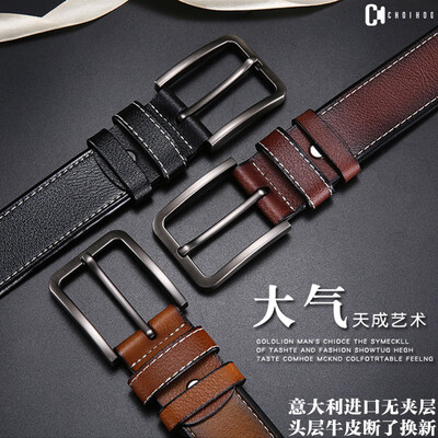 

Tide belt Mens pin buckle imported top layer cowhide without interlayer car line contrast color casual business wild be