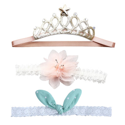 

Ou Yu baby hair band childrens crown headdress cute princess baby flower B1017 three-piece