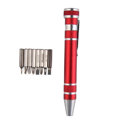 

Multi-function Pocket Eight-in-one Screwdriver with Magnetic Mini Portable Aluminum Tool Pen