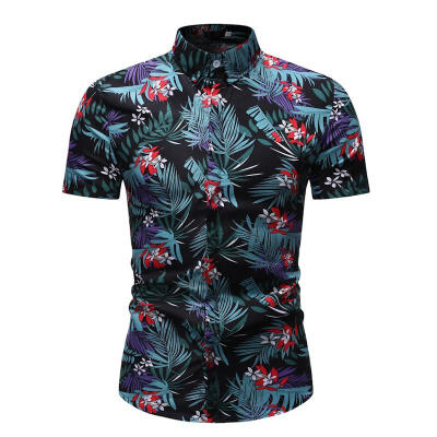 

Mens Short Sleeve Floral Shirt Casual Button Down Print Beach Shirts