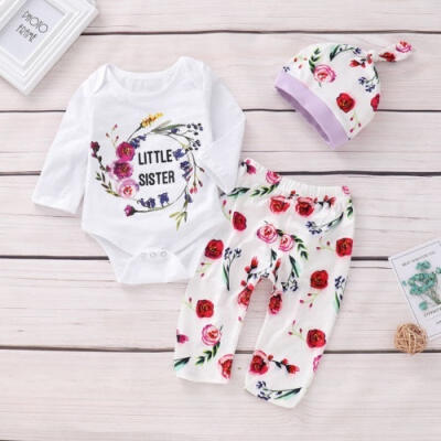 

Newborn Baby Girls Tops Romper Floral Pants Outfits Set Clothes 3-24M