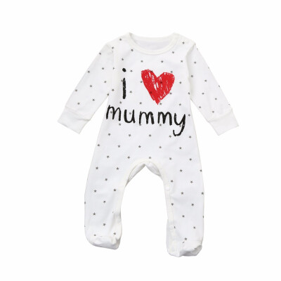 

Baby Girls Infant Letter Print Long Sleeve Clothes Jumpsuit Romper
