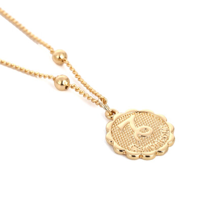 

Star Zodiac Sign 12 Constellation Necklaces & Pendants Choker Beads Coin Necklaces for Women Long Chain Necklace bijoux femme