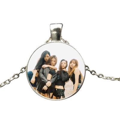

Kpop Blackpink Simple Time Gemstone Necklace Super Cute HD Picture Printing Pendant Necklace Boys Girls Hot Gifts for Fans