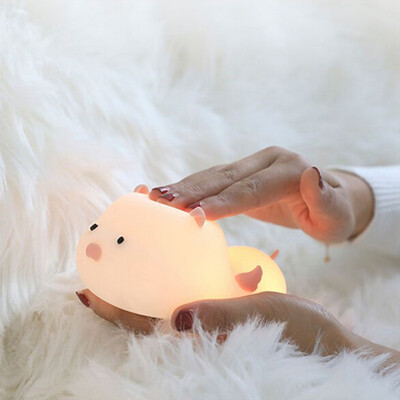 

Gobestart Creative cute pig silicone night light LED colorful breathing light
