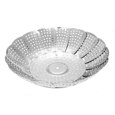 

Steaming Plate Stainless Steel Steamer Foldable Drain Dish Food Steamer Steaming Rack Vegetable Fruit Steamer Basket Pot Vapor Coo