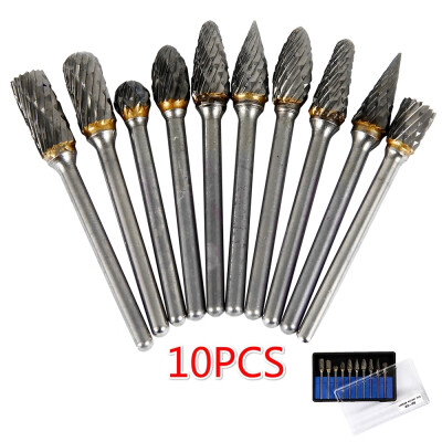 

10pcsset 3 6MM Double Text Head Tungsten Carbide Rotary Tool Point Burr Die Grinder Grinding Tools Drill Milling Carving Bit