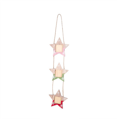 

Gobestart New Wooden Painted Snowflake Christmas Photo Frame Tree String Hanging Dress Up
