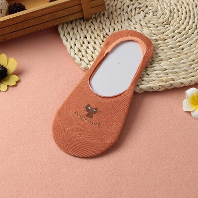 

New Fashion Women Cotton Socks Cute Cat Cartoon Pattern Loafer Boat Invisible Liner Low Cut Non-Slip Casual Socks