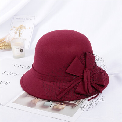 

Tailored Female Autumn Winter Fashion Casual Hat Dome British Top Hat