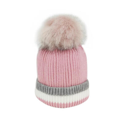 

Fashion Kids Girls Winter Warm Hat Stripe Pompom Beanies Cap Knitted Hats