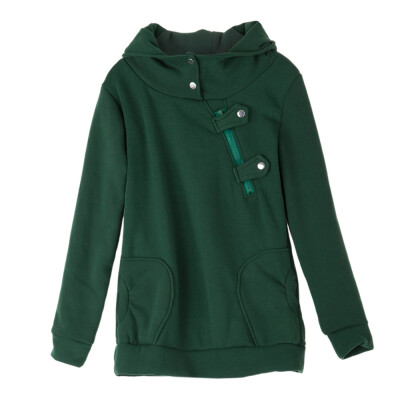 

Inclined Zipper Pockets Long Sleeve Pullover Hoodie