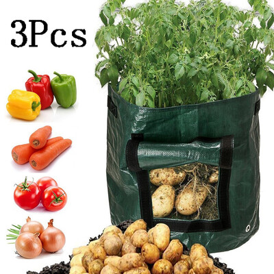 

Gobestart DIY Potato Grow Planter PE Cloth 3Pcs Planting Container Bag Thicken Garden Pot