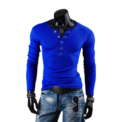 

SUNSIOM Stylish Mens Slim Fit T-shirt Tops V Neck Long Sleeve Muscle Casual Shirt Blouse