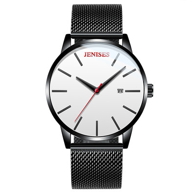 

Real leather mens watch simple quartz watch Korean trend student watch large dial casual personality watches mens watches