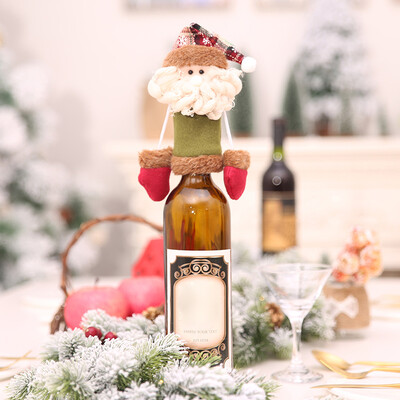

New Christmas Decor Cartoon Santa Claus Snowman Deer Wine Bottle Cover Clothes