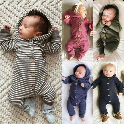 

USA Baby Kids Boy Girl Infant Hooded Romper Jumpsuit Bodysuit Clothes Outfit Set