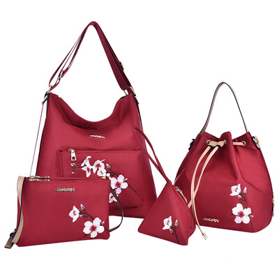 

Tailored Embroidery Fashion Bucket Bag Tote Shoulder Crossbody Bag For Women Girls 4Pcs
