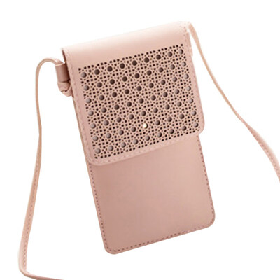 

Women Hollow Touched Screen Faux Leather Mini Crossbody Shoulder Bag Phone Purse