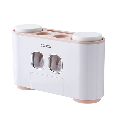 

ecoco Wall-Mounted Toothbrush Holder with 2 Toothpaste Dispensers 4 Cups&5 Toothbrush Slots Toiletries Storage Rack