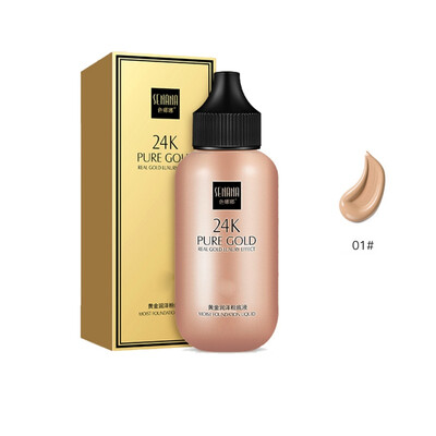

24k Gold Liquid Foundation Moisturizing Cover Blemishes Even Skin Tone Natural Whitening Concealer Primer