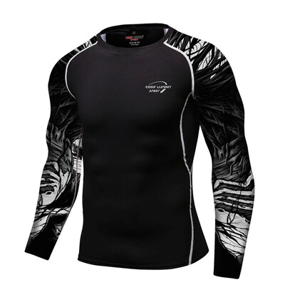 

Toponeto Mens Breathable Long Sleeve Yoga Fitness Print Sport Soft T-Shirt Top Blouse