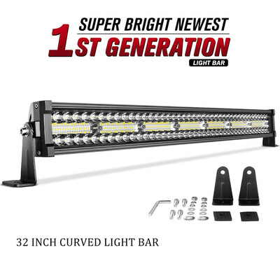

32" in CURVED WORK LED LIGHT BAR COMBO FOR JEEP OFFROAD RHINO SANDRAIL BOAT SUV