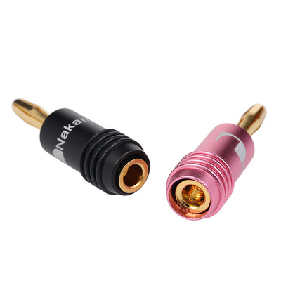 

Banana Plugs Black & Pink Jack 24K Gold-Plated Connectors Amplifier Plug for Speaker Connector Wires