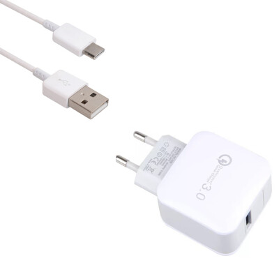 

Quick Charge 30 USB Wall Charger EU Plug QC30 Mini Travel Charger Quick Charge Usb 31 Type-C Cable Set 100cm