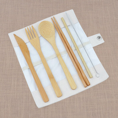 

Toponeto Portable Bamboo Dinner Set Travel Eco-friendly Fork Spoon Straw Set With Carryin
