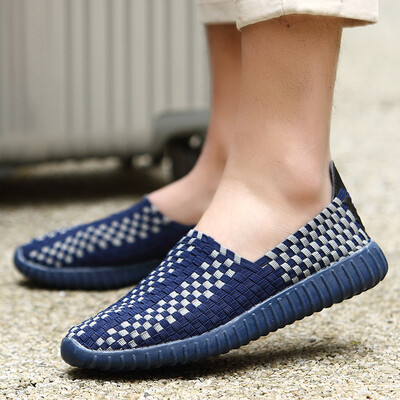 

Spring couple woven shoes female Korean version of the trend of soft bottom handmade shoes mens breathable lazy casual sports shoes