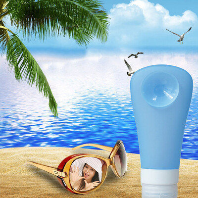 

〖Follure〗Travel Packing Silicone Press Bottles Set Lotion Shampoo Bath Container Blue