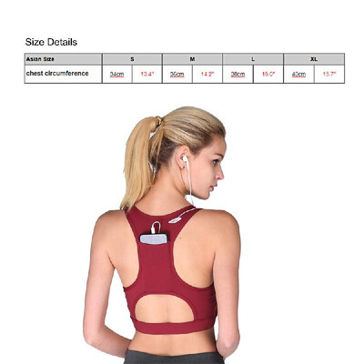 

Yoga shockproof sports bra back pocket Padded Racerback Sports Bras Gym Fitness Workout Running Bra