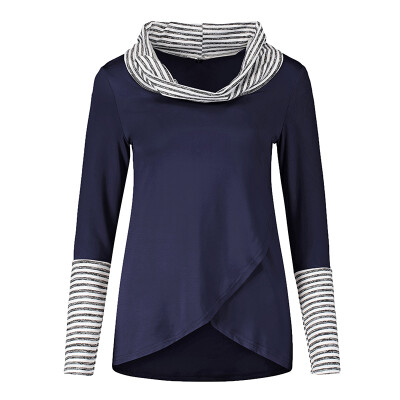 

Womens Casual Irregular Striped Long Sleeve Blouse Loose Tunic Tops T-Shirt