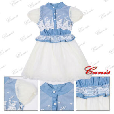 

US Casual Kid Toddler Baby Girls Sleeveless Denim Tulle Tutu Dress Skirt Clothes