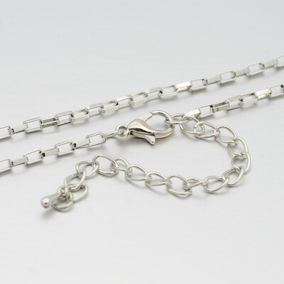 

Iron Box Chain Necklace Makings with Alloy Lobster Claw Clasps&Iron End Chains Platinum 295"