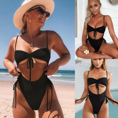 

Womens One-piece Swimsuit Deep-V Padded Bra Swimwear Monokini Bikini Beachwear