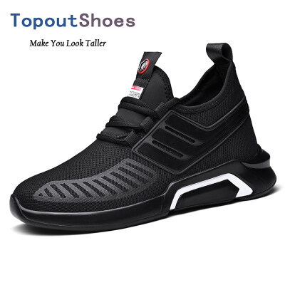 

TopoutShoes Lightweight Taller Men Fashion Sneakers Slip On Height Increasing Flyknit Shoes Add You Tall 32inch 8cm