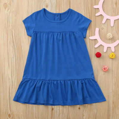 

Toddler Kids Baby Girls Short Sleeve Princess Party A-Line Tiered Swing Dress